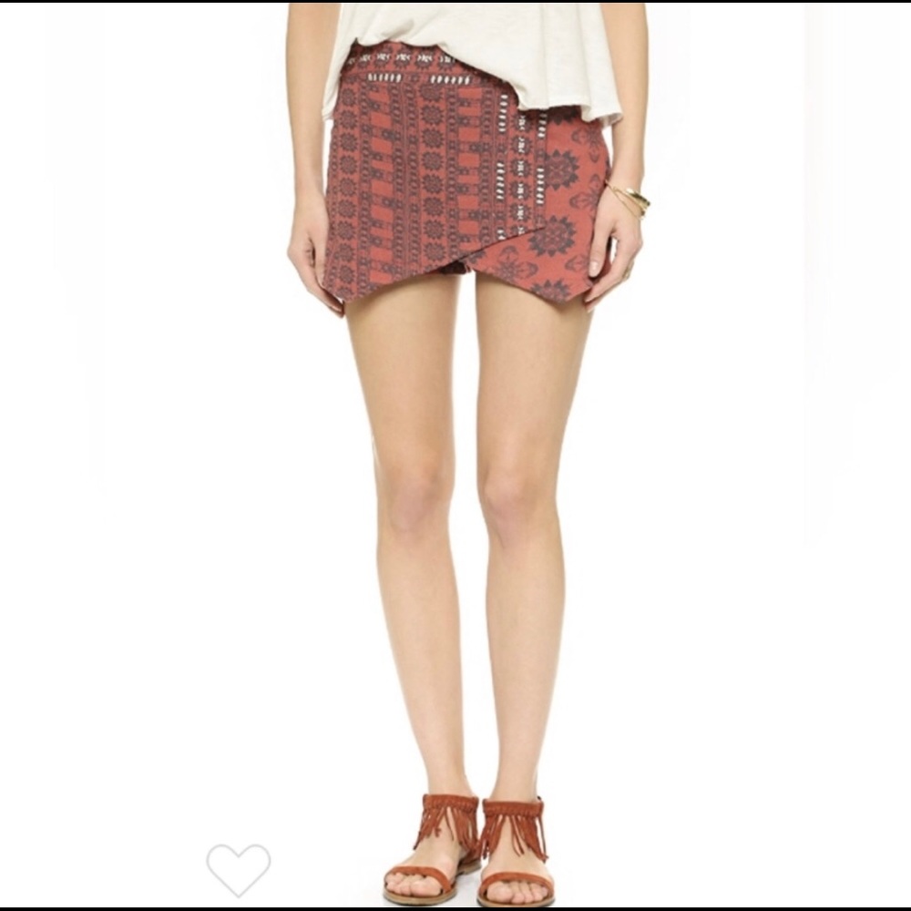 Free People Cotton Loose Tribal Skort Shorts SZ 2